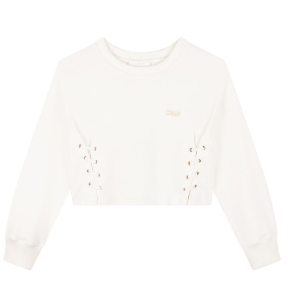 CHLOÉ Girls Logo Organic Cotton Sweatshirt